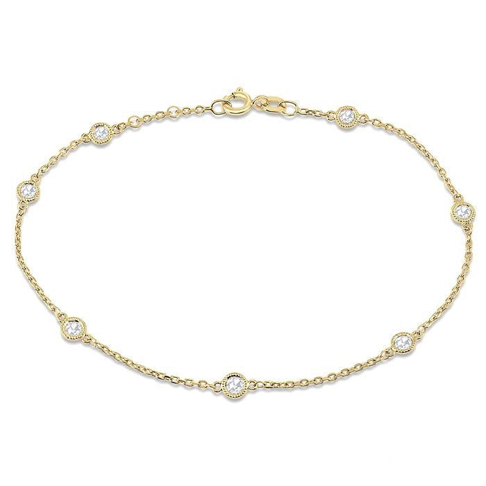 Rose Cut Diamond Station Chain Bracelet