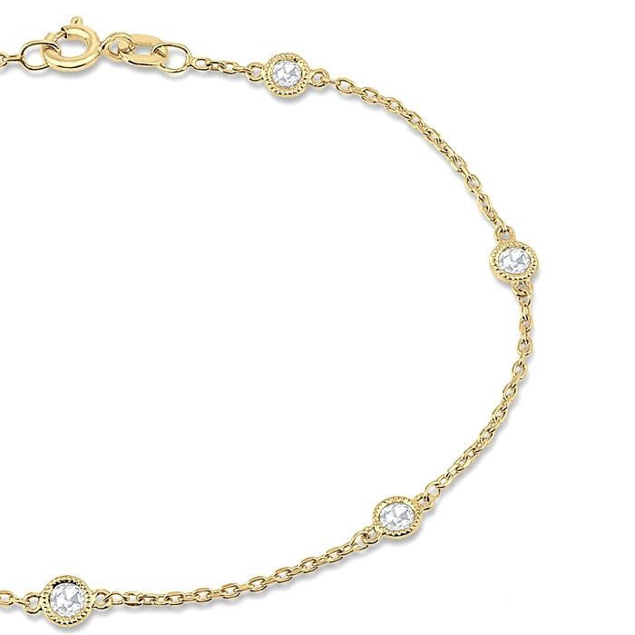 Rose Cut Diamond Station Chain Bracelet