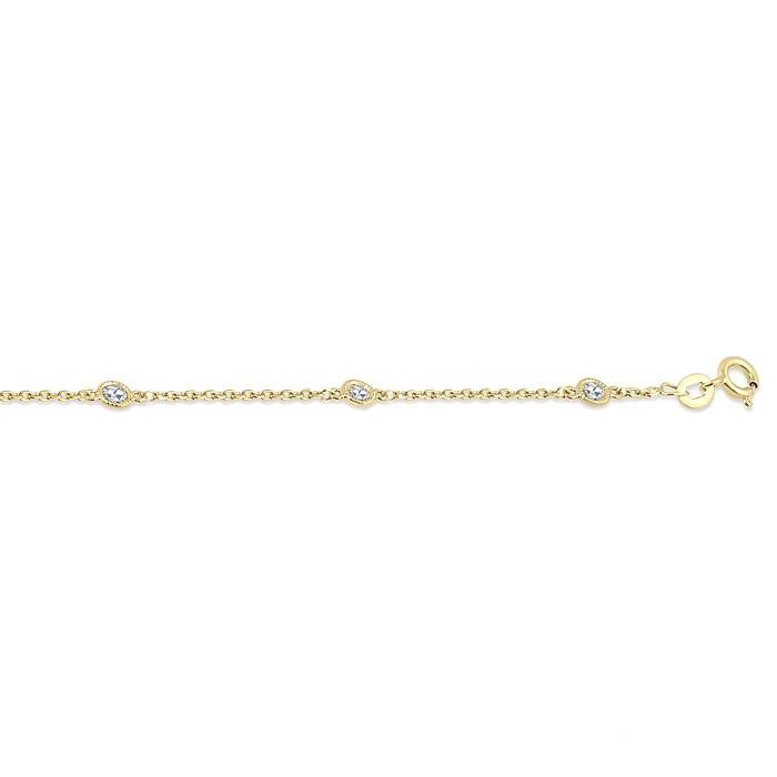 Rose Cut Diamond Station Chain Bracelet
