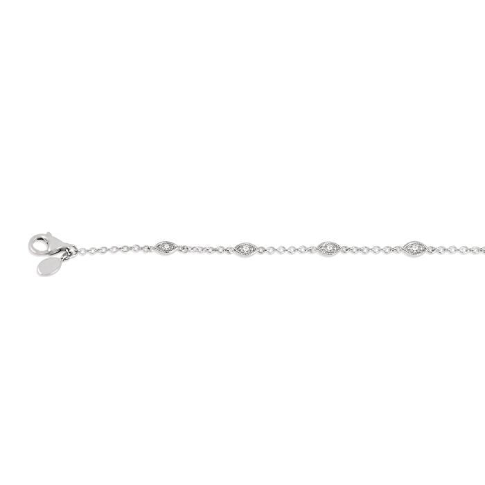 1/6 Ctw Marquise Shape Mount Round Cut Diamond Station Bracelet in 10K White Gold