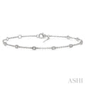 1/6 Ctw Marquise Shape Mount Round Cut Diamond Station Bracelet in 10K White Gold