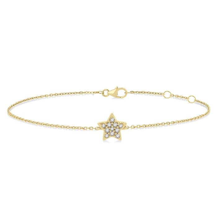 1/10 Ctw Petite Star Round Cut Diamond Fashion Bracelet in 10K Yellow Gold