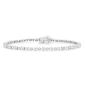 2 Ctw Marquise and Bar Shape Link Round Cut Diamond Tennis Bracelet in 14K White Gold