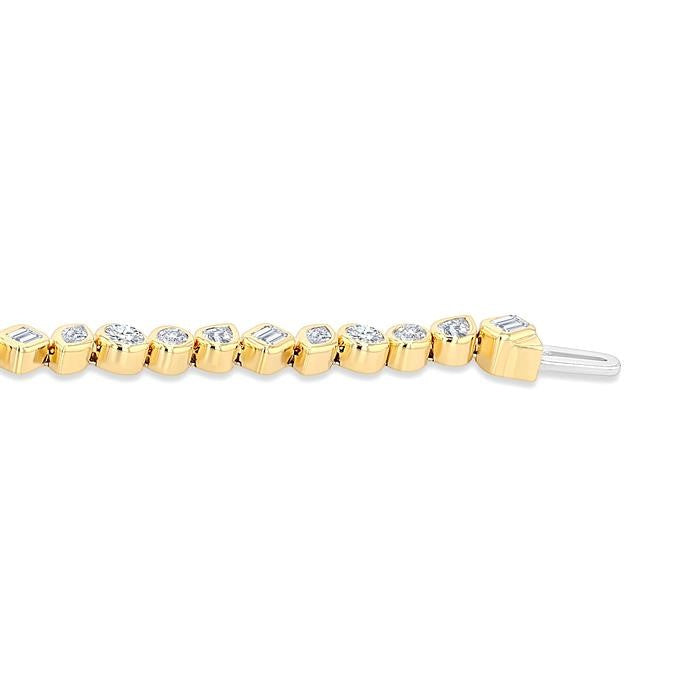 4 Ctw Mixed Diamond Cut Fashion Tennis Bracelet in 14K Yellow Gold