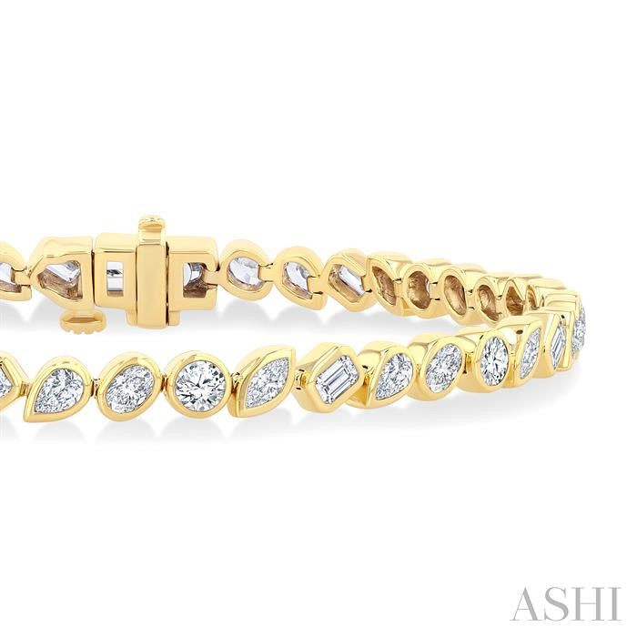 4 Ctw Mixed Diamond Cut Fashion Tennis Bracelet in 14K Yellow Gold
