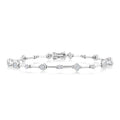 1 1/5 Ctw Mixed Diamond Cut Bar Link Bracelet in 14K White Gold