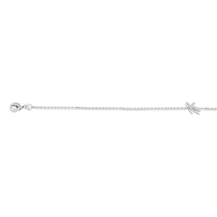 1/20 Ctw Initial 'K' Round Cut Diamond Bracelet in 10K White Gold