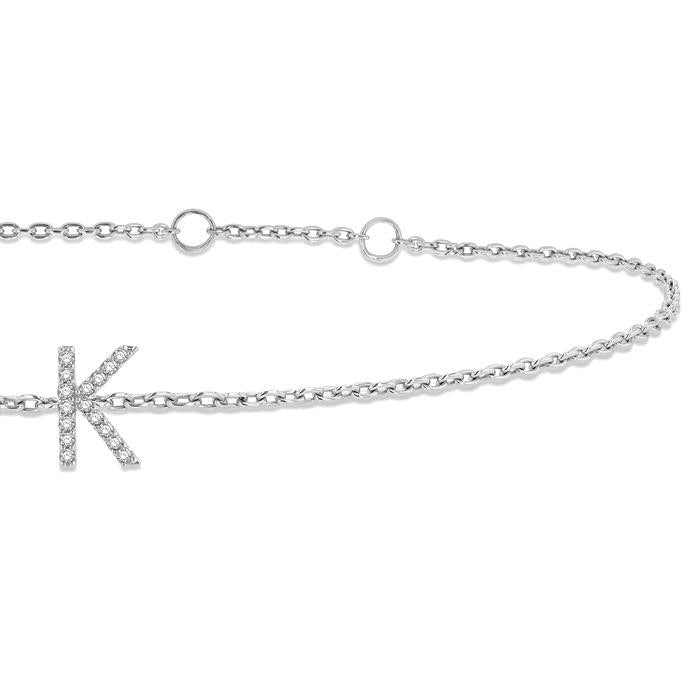 Block 'K' Initial Diamond Chain Bracelet