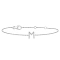 1/20 Ctw Initial 'M' Round Cut Diamond Bracelet in 10K White Gold