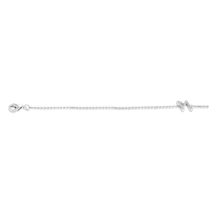 1/20 Ctw Initial 'M' Round Cut Diamond Bracelet in 10K White Gold
