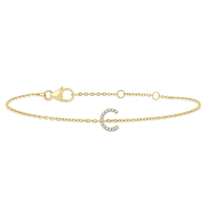 Block 'C' Initial Diamond Chain Bracelet