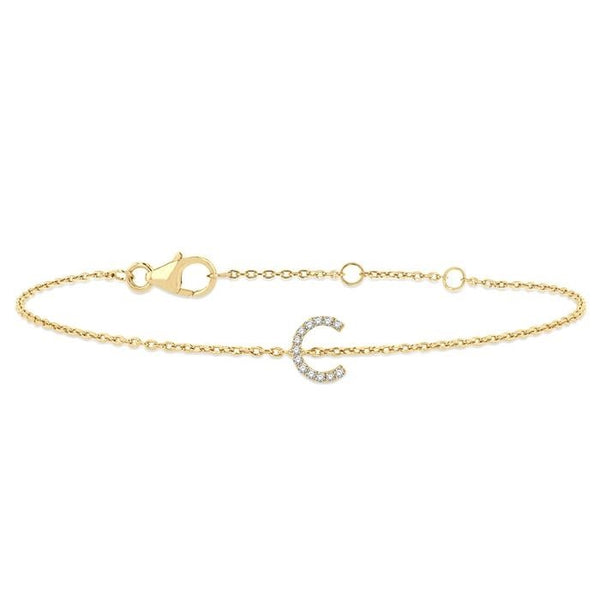 Block 'C' Initial Diamond Chain Bracelet