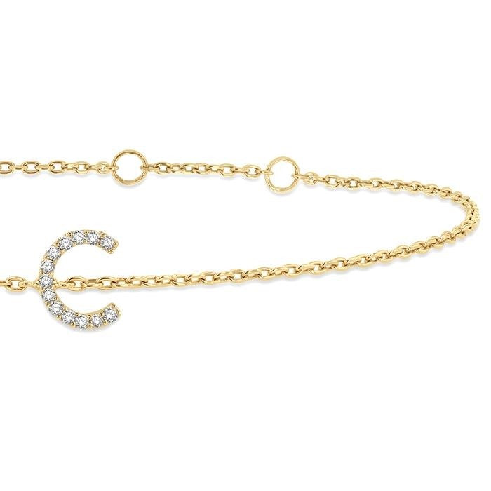 Block 'C' Initial Diamond Chain Bracelet