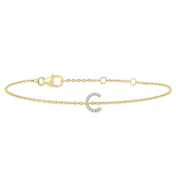 Block 'C' Initial Diamond Chain Bracelet