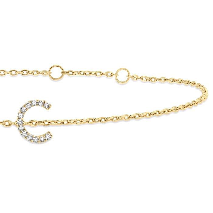 Block 'C' Initial Diamond Chain Bracelet
