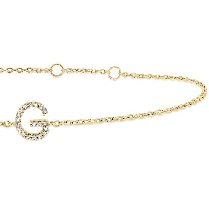 Block 'G' Initial Diamond Chain Bracelet