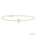 1/20 Ctw Initial 'E' Round Cut Diamond Bracelet in 10K Yellow Gold
