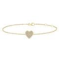 1/8 Ctw Petite Heart Round Cut Diamond Fashion Bracelet in 10K Yellow Gold