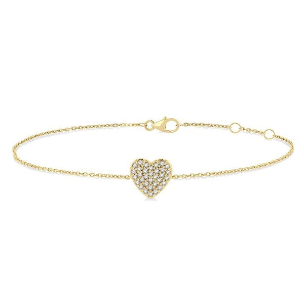 1/8 Ctw Petite Heart Round Cut Diamond Fashion Bracelet in 10K Yellow Gold
