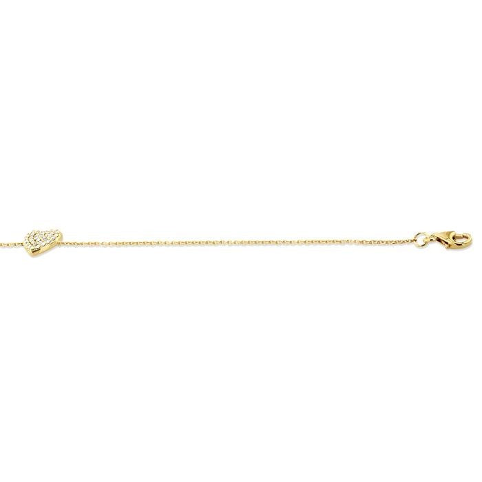 1/8 Ctw Petite Heart Round Cut Diamond Fashion Bracelet in 10K Yellow Gold