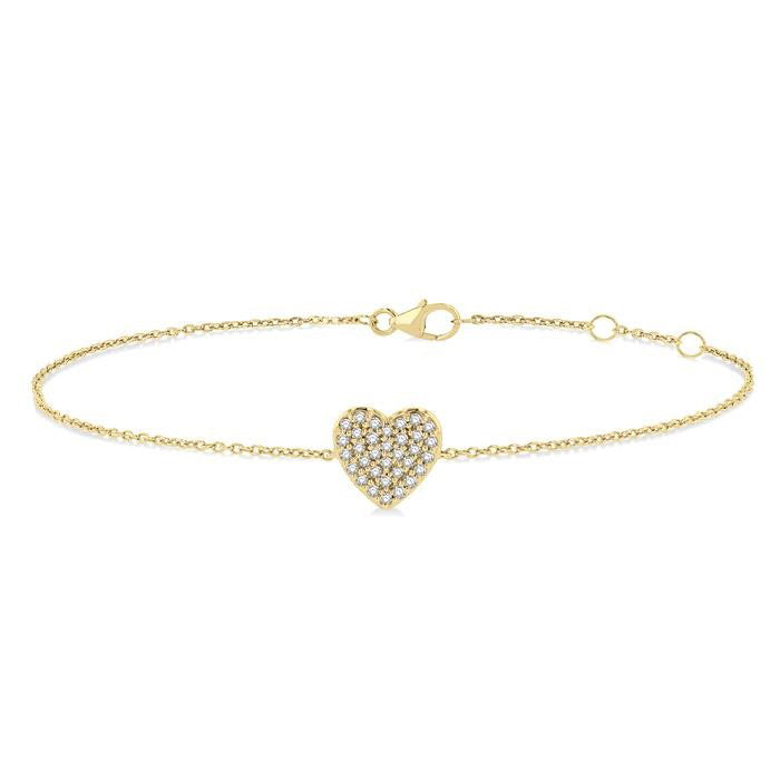 Heart Shape Petite Diamond Fashion Chain Bracelet