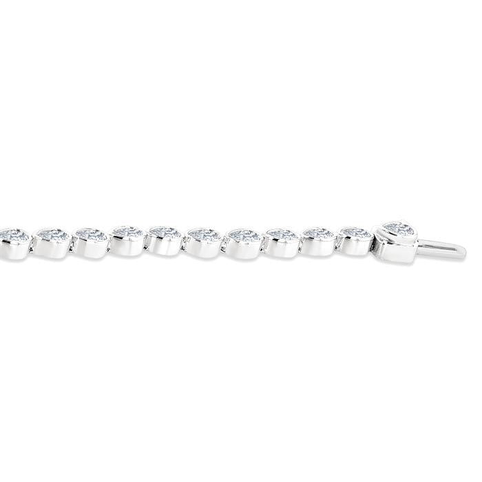3 1/3 Ctw East-West Bezel Set Pear Cut Diamond Tennis Bracelet in 14K White Gold