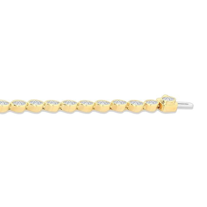 3 1/10 Ctw East-West Bezel Set Marquise Cut Diamond Tennis Bracelet in 14K Yellow Gold
