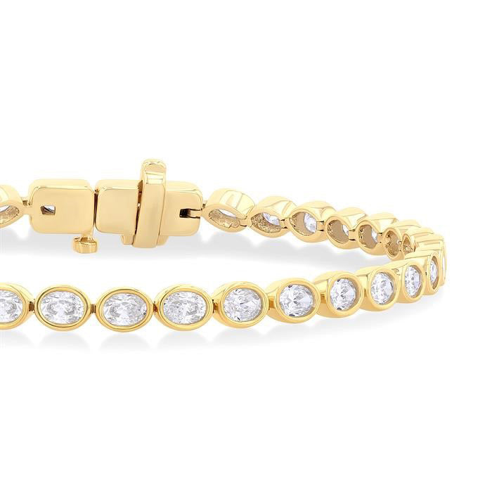 Aurelia Voyage Grace Oval Shape East West Bezel Set Diamond Tennis Bracelet
