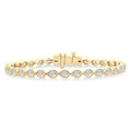 3 1/3 Ctw East-West Bezel Set Pear Cut Diamond Tennis Bracelet in 14K Yellow Gold
