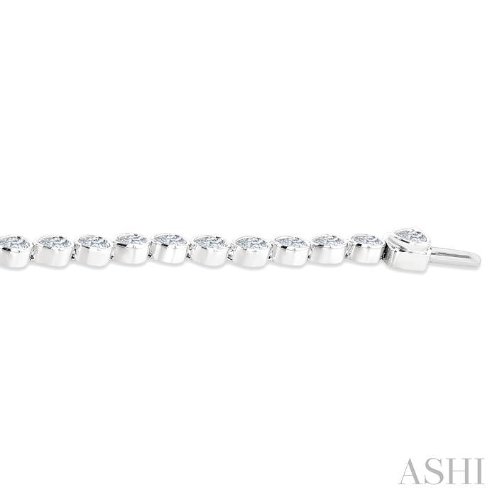 3 1/3 Ctw East-West Bezel Set Pear Cut Diamond Tennis Bracelet in 14K White Gold