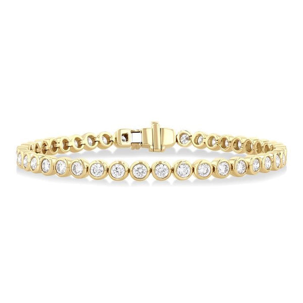4 1/5 Ctw East-West Bezel Set Round Cut Diamond Tennis Bracelet in 14K Yellow Gold
