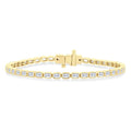 4 1/3 Ctw East-West Bezel Set Emerald Cut Diamond Tennis Bracelet in 14K Yellow Gold
