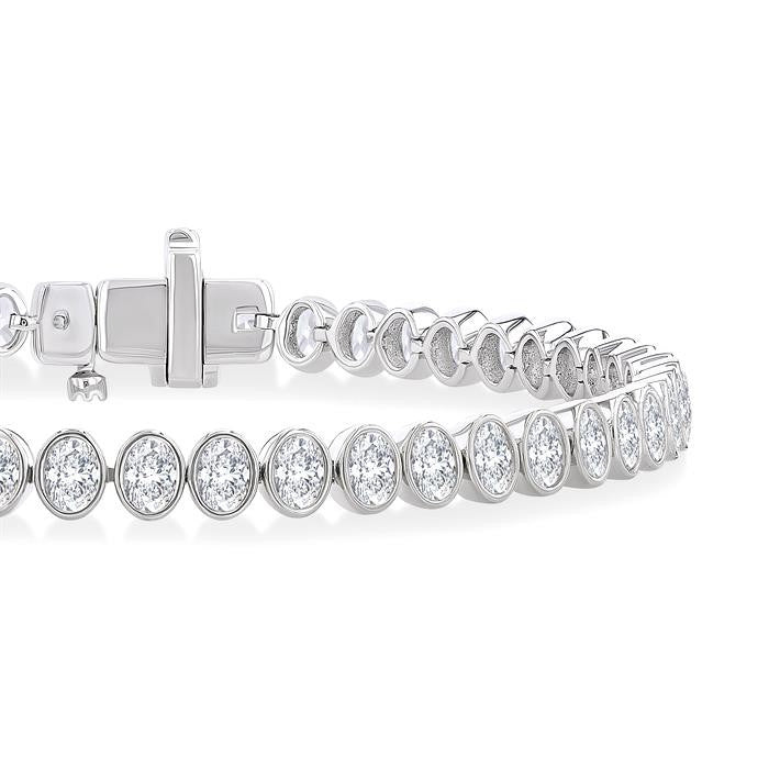 4 5/8 Ctw North-South Bezel Set Oval Cut Diamond Tennis Bracelet in 14K White Gold