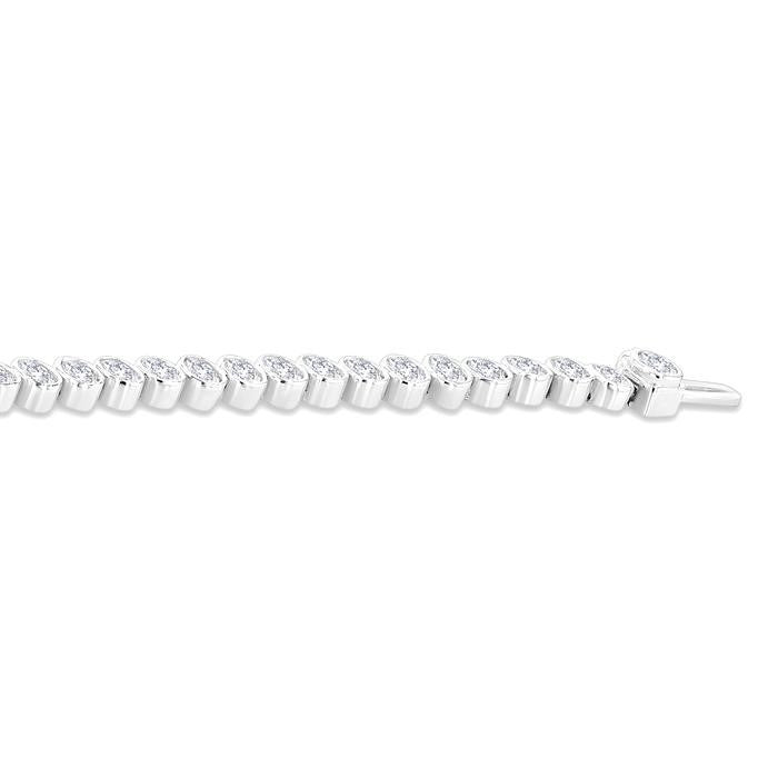 4 5/8 Ctw North-South Bezel Set Oval Cut Diamond Tennis Bracelet in 14K White Gold