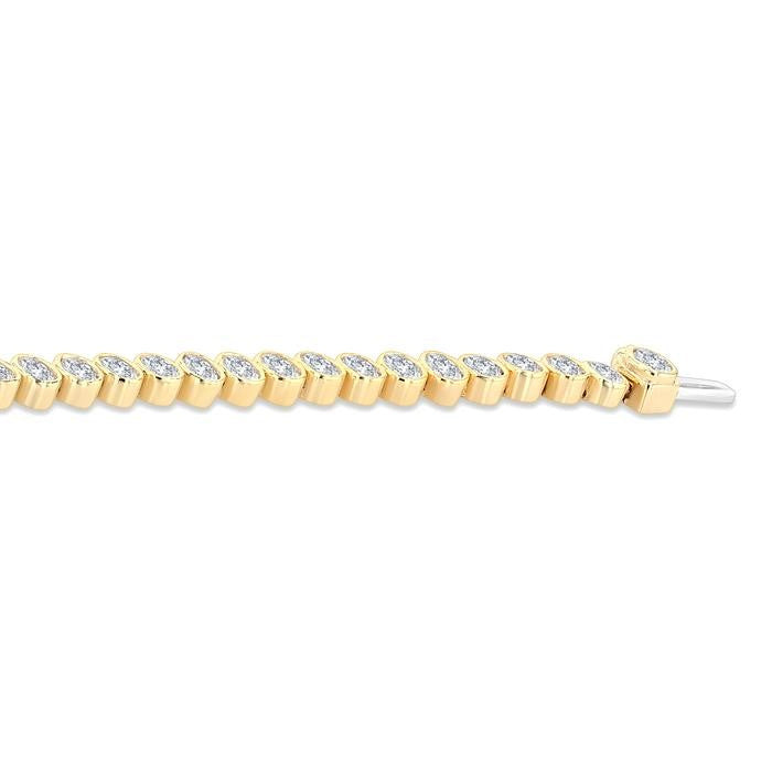 4 5/8 Ctw North-South Bezel Set Oval Cut Diamond Tennis Bracelet in 14K Yellow Gold