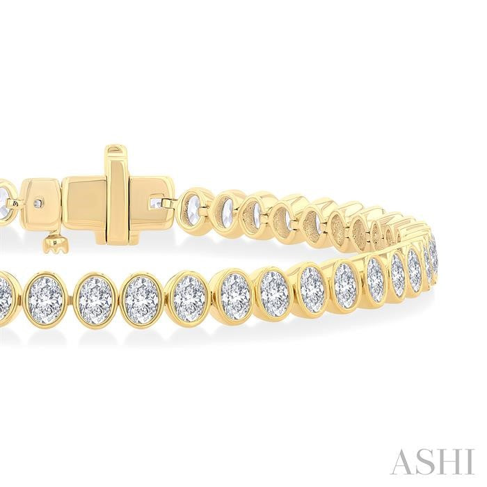 Valora Silhouette Opus Oval Shape North South Bezel Set Diamond Tennis Bracelet