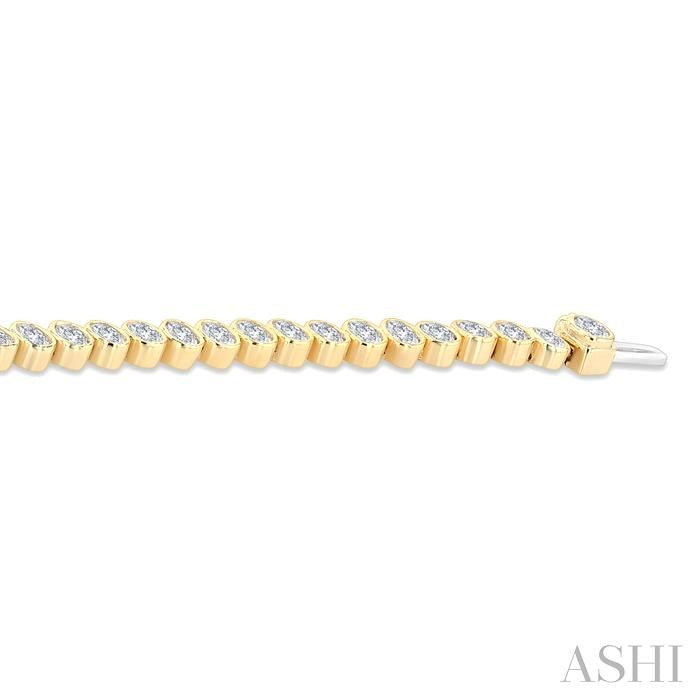 4 5/8 Ctw North-South Bezel Set Oval Cut Diamond Tennis Bracelet in 14K Yellow Gold