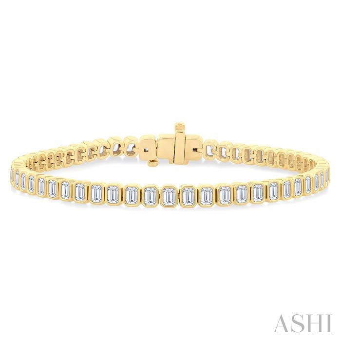 Luminara Chorus Serenity Emerald Shape North South Bezel Set Diamond Tennis Bracelet