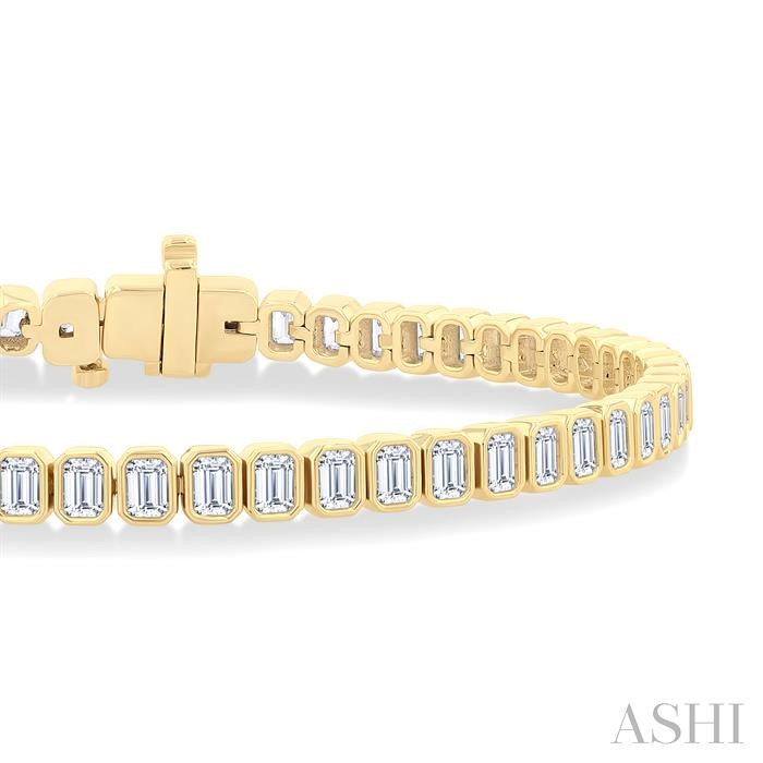 Luminara Chorus Serenity Emerald Shape North South Bezel Set Diamond Tennis Bracelet