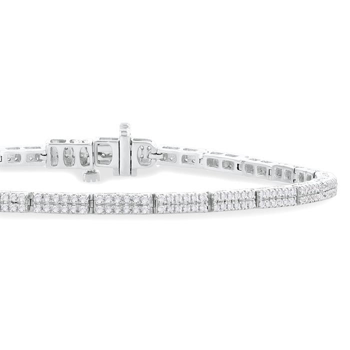 1 Ctw Double Row Round Cut Diamond Bar Link Tennis Bracelet in 10K White Gold