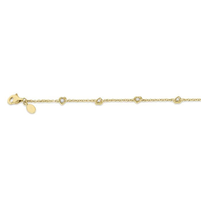 Heart Shape Diamond Station Chain Bracelet