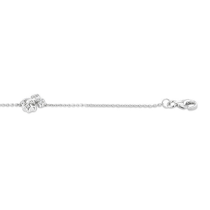 1/20 Ctw Petite Fleur De Lis Round Cut Diamond Fashion Bracelet in 10K White Gold