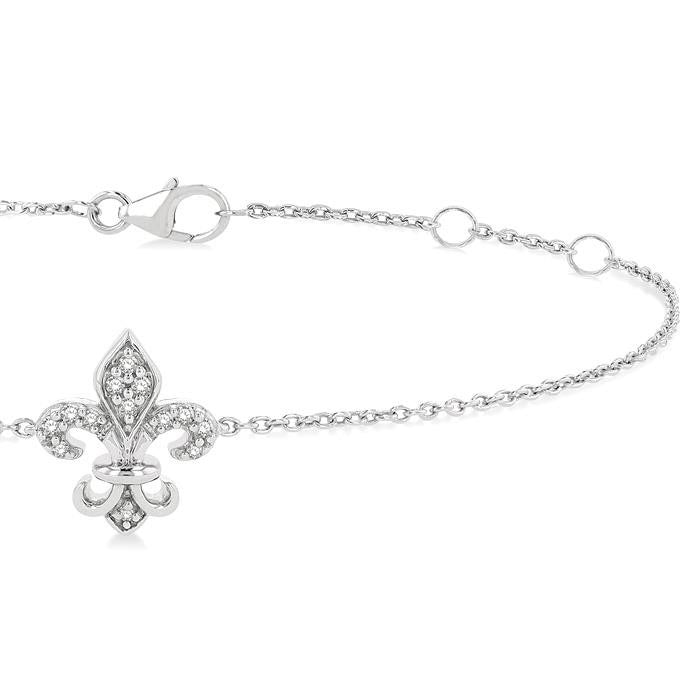 Fleur De Lis Petite Diamond Fashion Chain Bracelet
