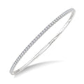 2 Ctw Full Length Round Cut Diamond Straight Flex Bangle in 14K White Gold