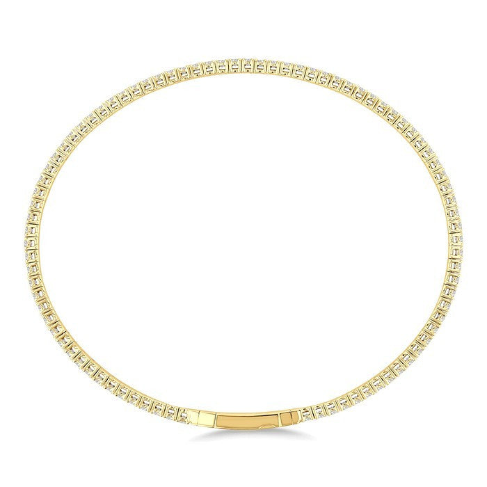 2 Ctw Round Cut Diamond Fullway Straight Flex Bangle in 14K Yellow Gold