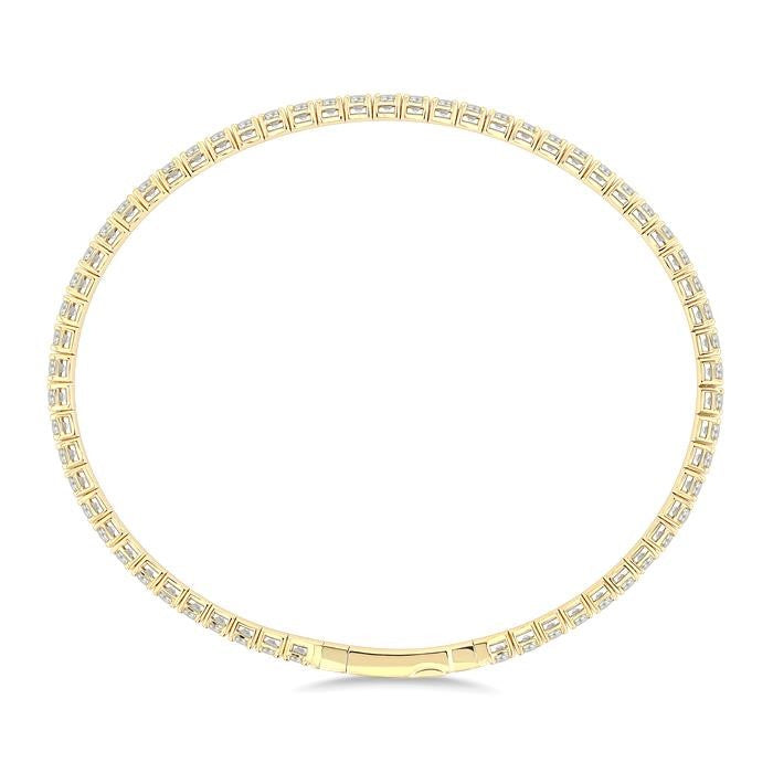 3 Ctw Round Cut Diamond Full way Straight Flex Bangle in 14K Yellow Gold