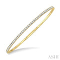 2 Ctw Round Cut Diamond Fullway Straight Flex Bangle in 14K Yellow Gold
