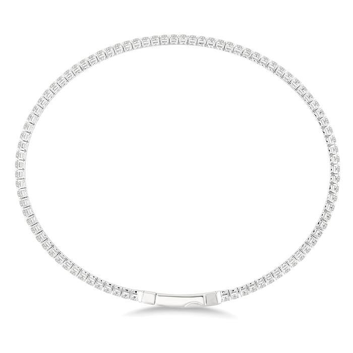 1 Ctw Round Cut Diamond Full way Straight Flex Bangle in 14K White Gold