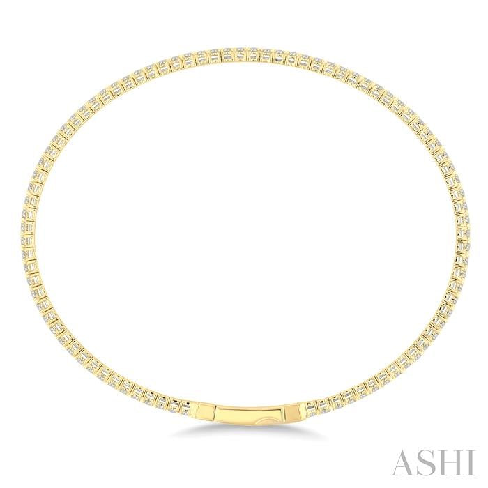1 Ctw Round Cut Diamond Full way Straight Flex Bangle in 14K Yellow Gold