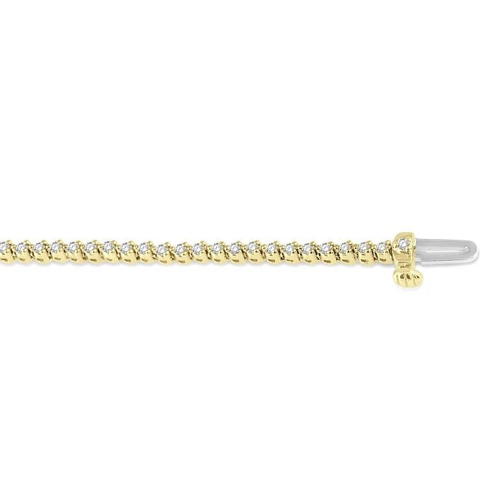 1 Ctw Tri-Prong Round Cut Diamond Tennis Bracelet in 14K Yellow Gold
